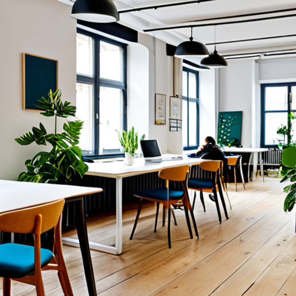 Collaborative Workspace**
"A bright and airy co-working space in Paris, featuring diverse professionals collaborating at shared tables, fully clothed in stylish yet modest office attire, perfect anatomy, correct proportions, natural pose, plants and modern decor throughout the space, promoting a sense of community and productivity, appropriate content, safe for work, professional, family-friendly."
**