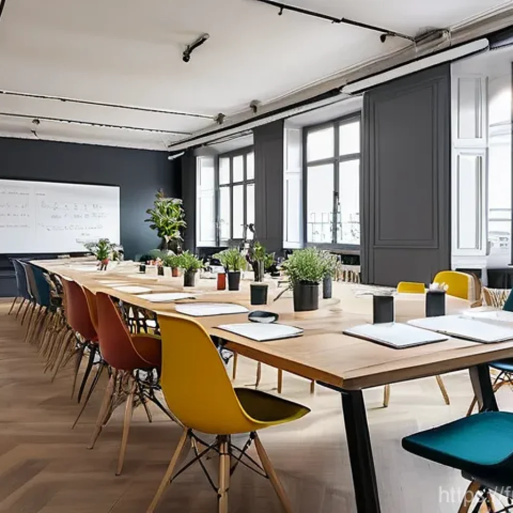 코리빙 커뮤니티와 스타트업 생태계 - **Coliving Innovation Hub in a French City**
    A dynamic, sunlit coworking space within a modern c...