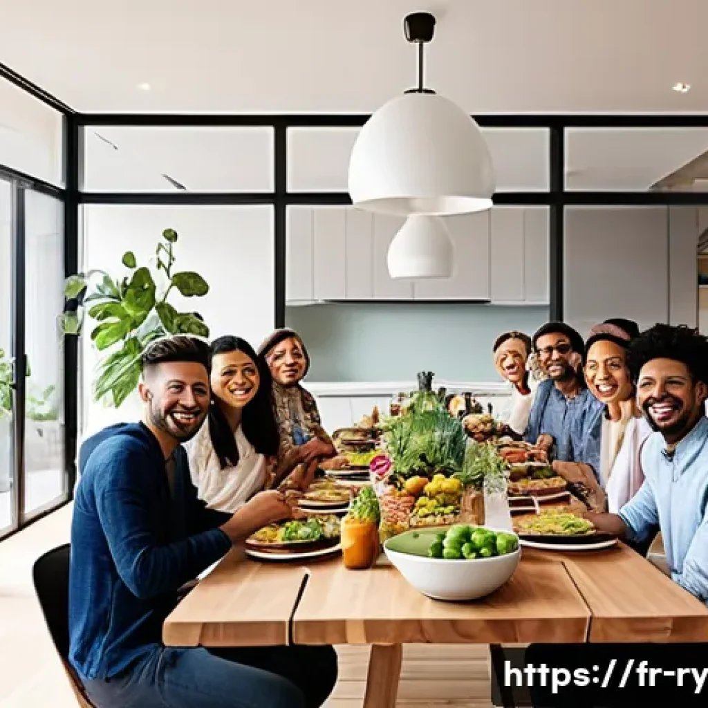 코리빙 커뮤니티의 마케팅 및 홍보 전략 - **Prompt 1: Vibrant Shared Culinary Experience**
"A diverse group of young adults, early 20s to ...