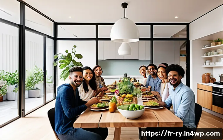 코리빙 커뮤니티의 마케팅 및 홍보 전략 - **Prompt 1: Vibrant Shared Culinary Experience**
"A diverse group of young adults, early 20s to ...