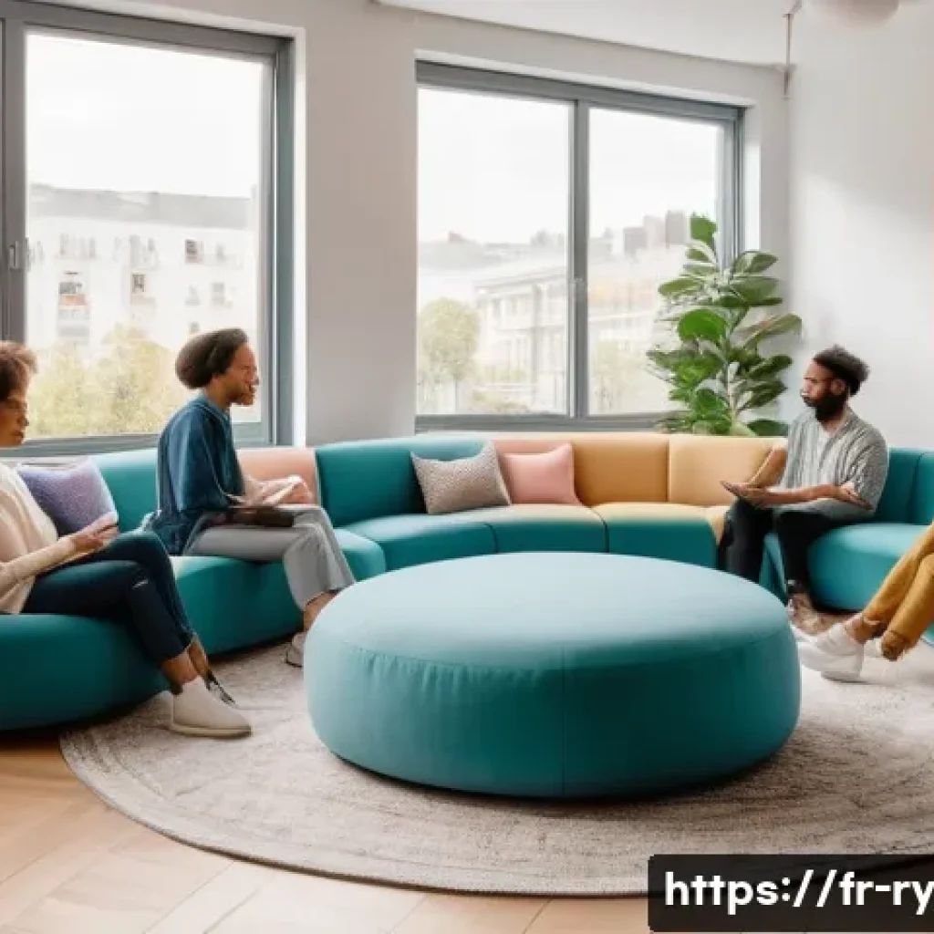 코리빙 커뮤니티에서의 이벤트 운영 전략 - A warm and inviting co-living community event reception scene set in a modern French apartment with ...