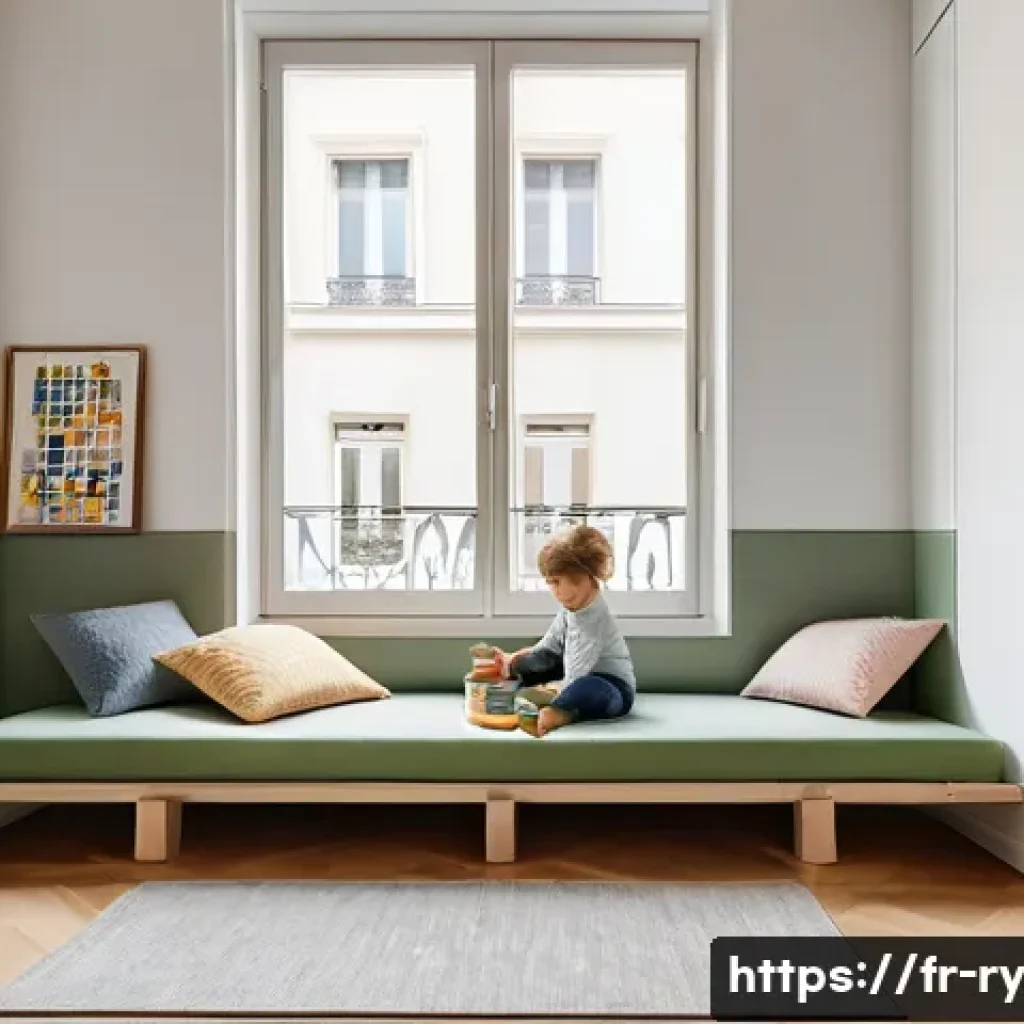 코리빙 커뮤니티에서의 가족 친화적 환경 조성 - A bright, photorealistic interior of a family-focused modular apartment in a French city (Parisian /...