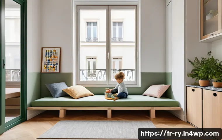 코리빙 커뮤니티에서의 가족 친화적 환경 조성 - A bright, photorealistic interior of a family-focused modular apartment in a French city (Parisian /...